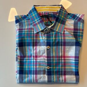 Robert Graham Multicolor Plaid Button Down Short Sleeve Shirt